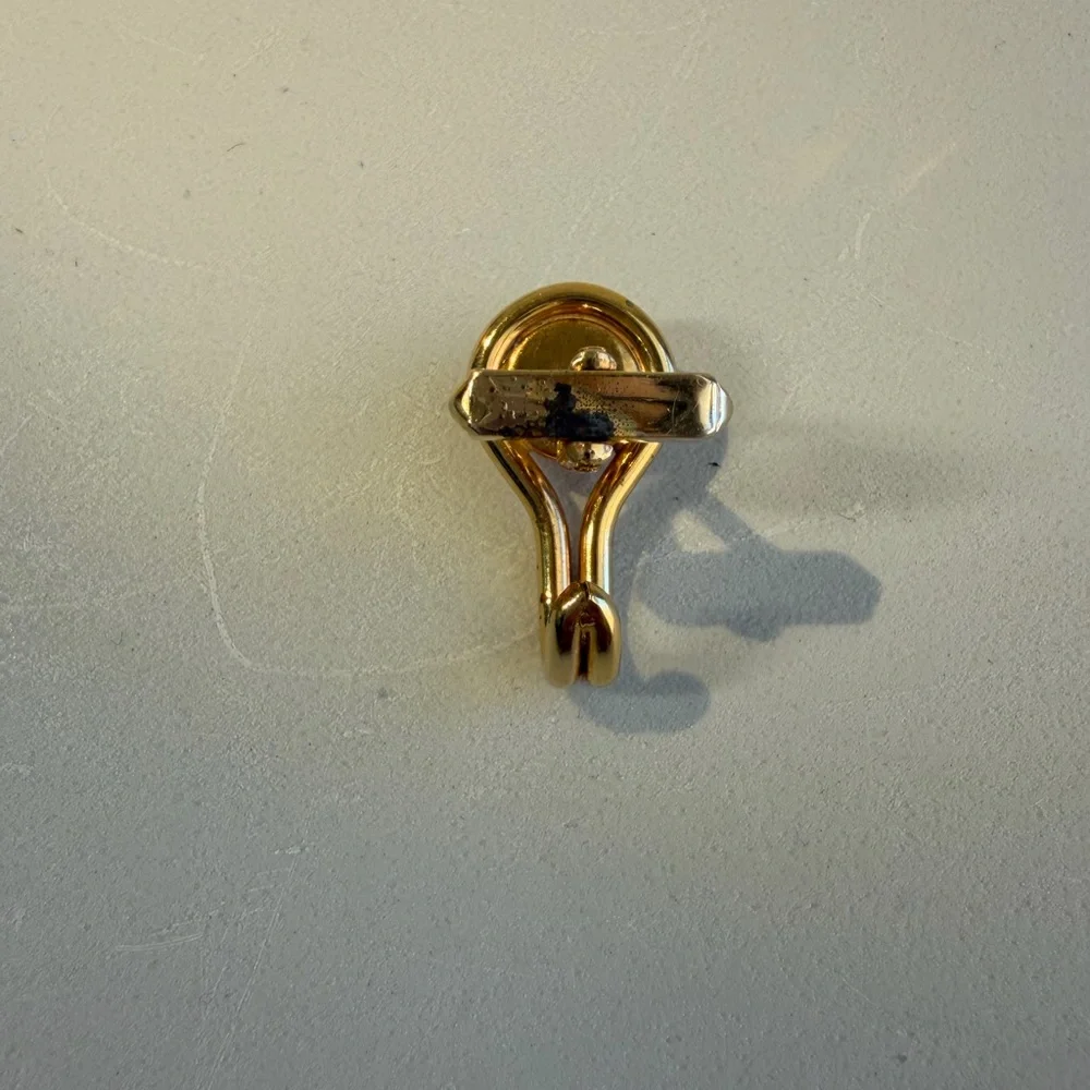 Vintage Swank Gold Tone Pink Faux Moonstone Cabochon Hook Design Cufflinks